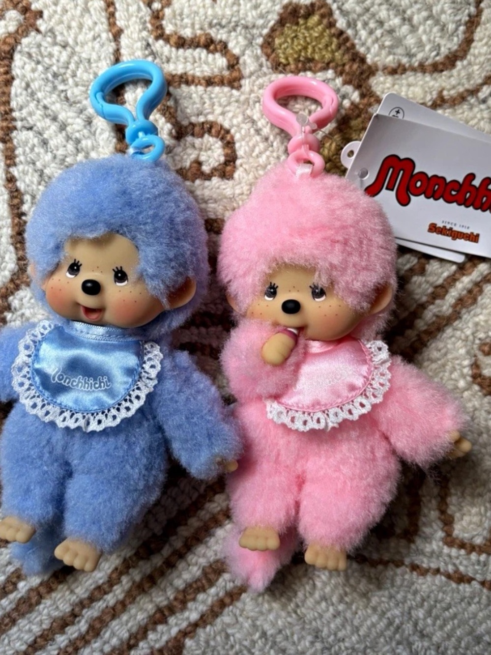 Monchhichi sekiguchi beanie colors pink & blue set